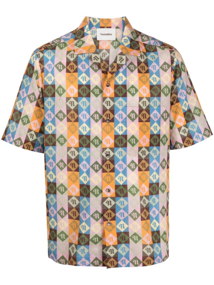 Nanushka Bodil diamond check-print shirt - Orange Cover