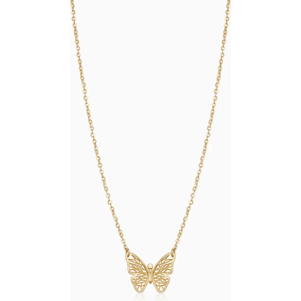 Oradina 14K Yellow Gold Social Butterfly Pendant Necklace Cover