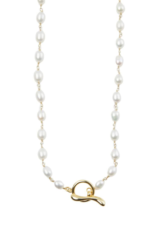 Argento Vivo Sterling Silver Freshwater Pearl Necklace in Gold Cover