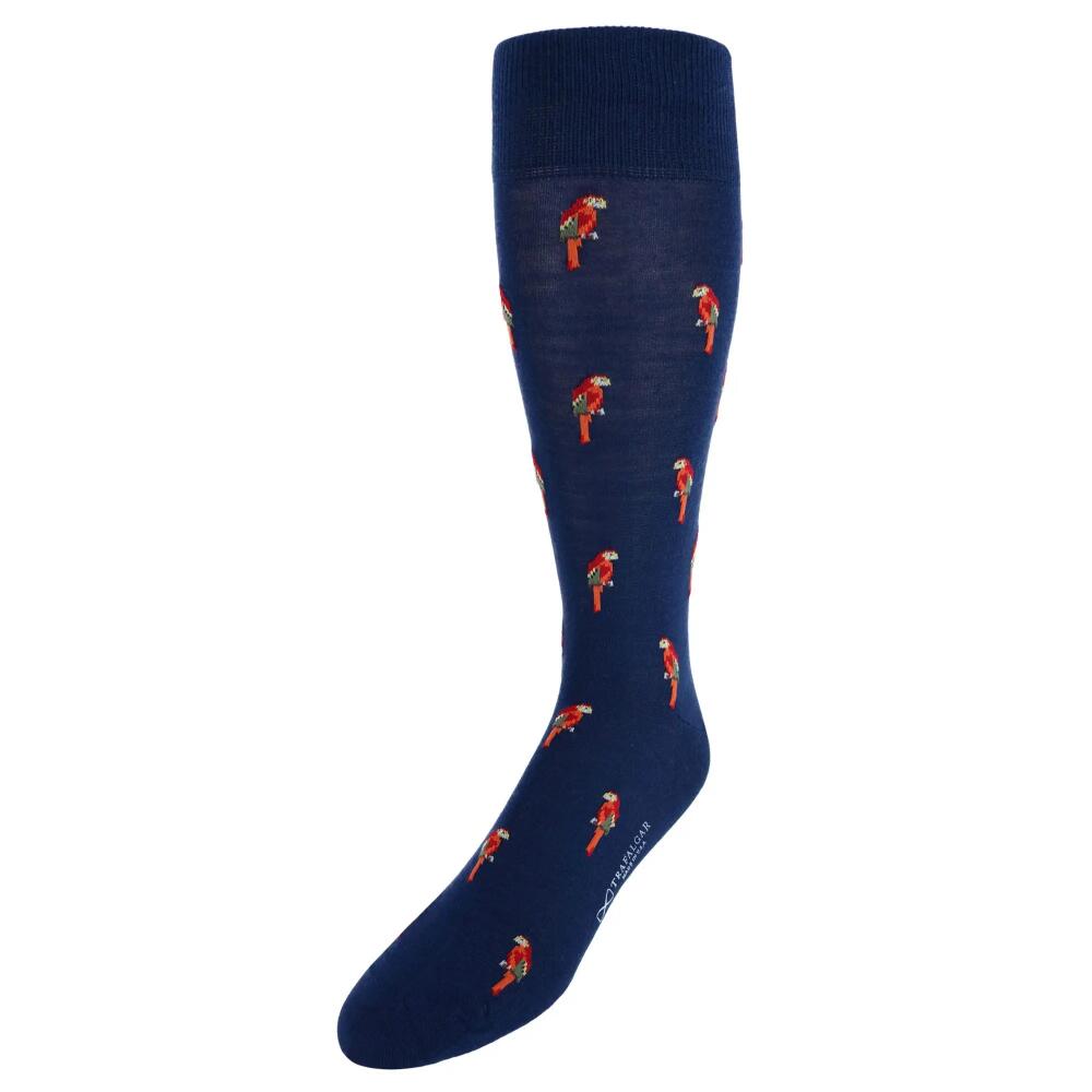 Trafalgar Polly The Parrot Merino Wool Mid-Calf Socks in Navy Cover