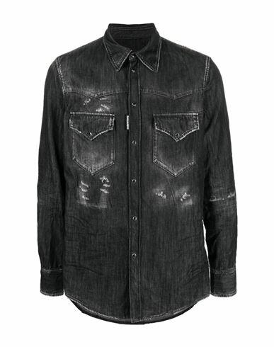 Dsquared2 Dsquared2 Shirt Man Denim shirt Black Cotton Cover