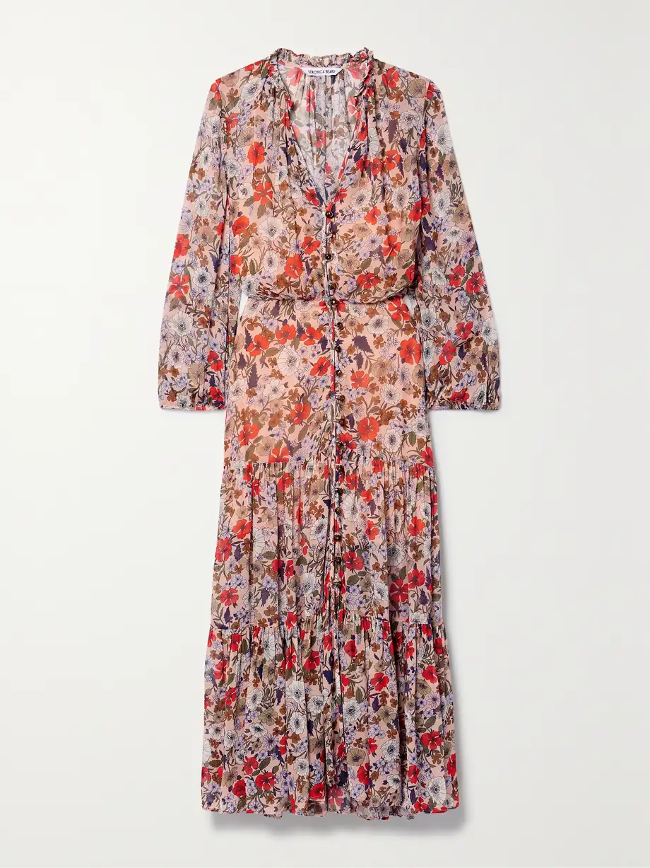 Veronica Beard - Zovich Tiered Floral-print Georgette Midi Dress - Multi Cover