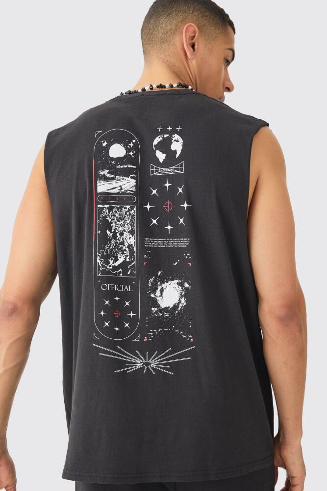 boohoo Mens Oversized Space Graphic Tank - Black Cover