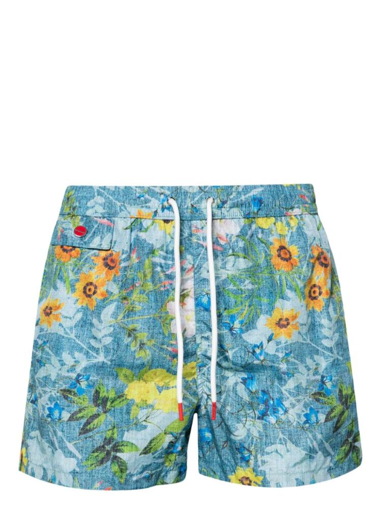 Kiton floral-print swim shorts - Blue Cover