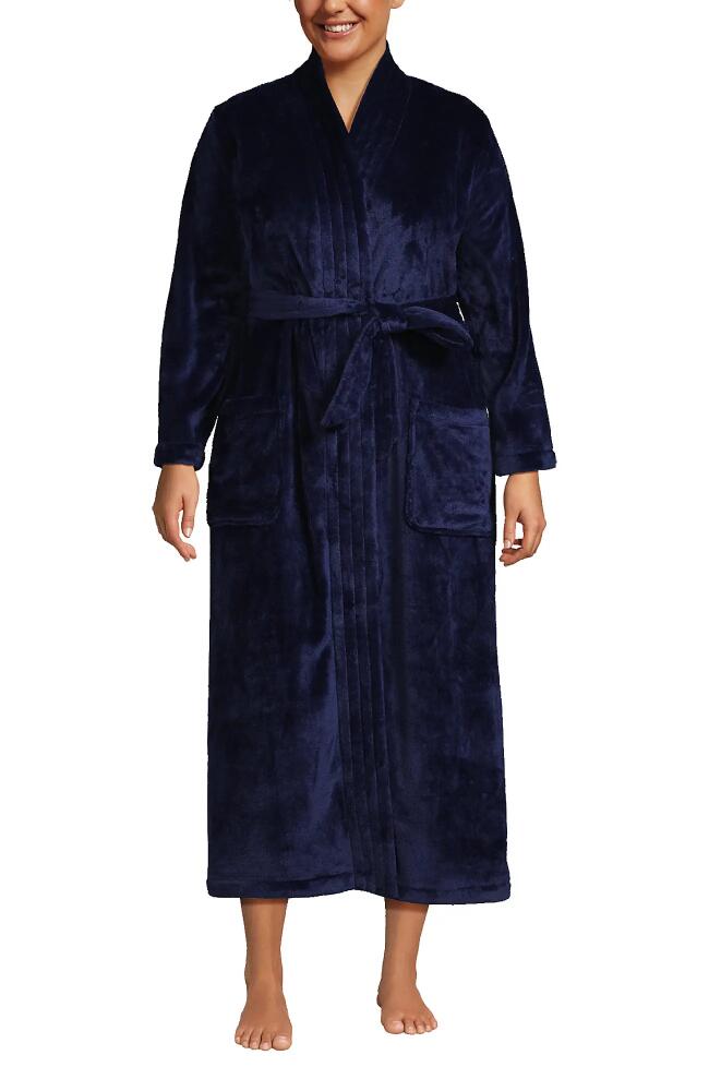 Lands' End Tall Cozy Plush Long Wrap Robe in Deep Sea Navy Cover