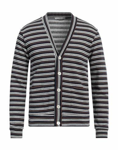 Grey Daniele Alessandrini Man Cardigan Midnight blue Cotton, Polyester Cover