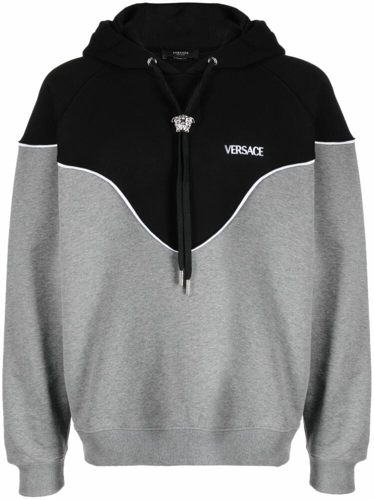 Versace logo-print panelled hoodie - Black Cover