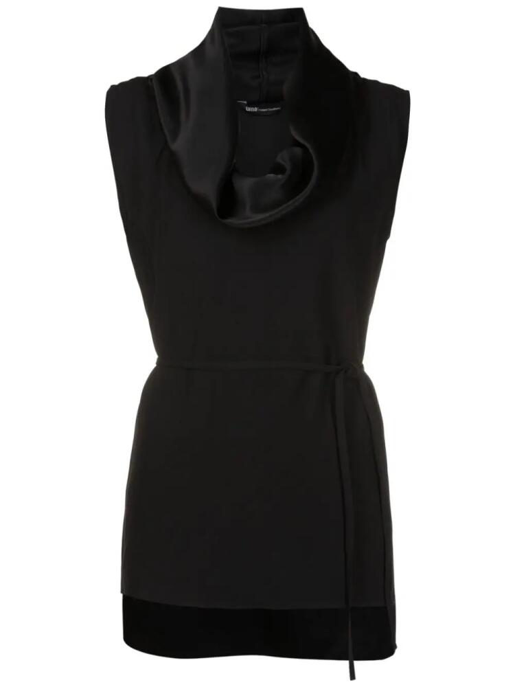 Uma | Raquel Davidowicz cowl-neck tie-waist blouse - Black Cover