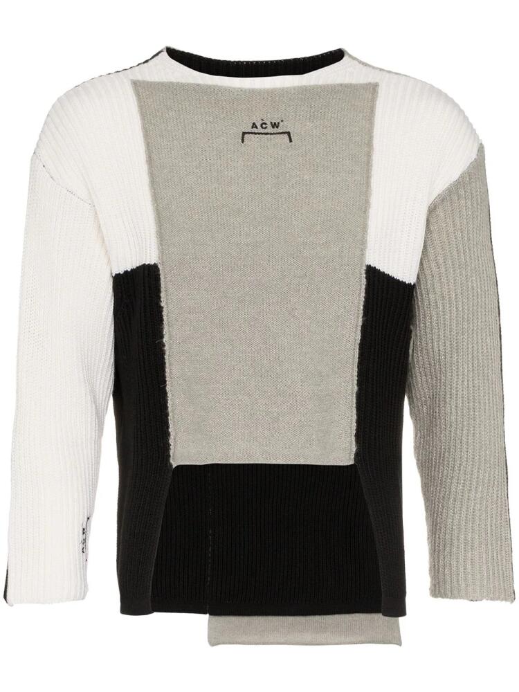 A-COLD-WALL* panelled asymmetric merino blend jumper - Black Cover