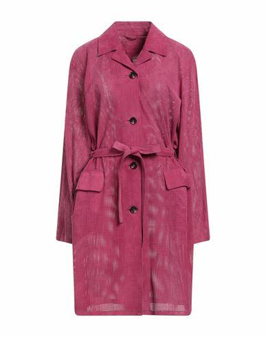 Desa 1972 Woman Overcoat & Trench Coat Magenta Soft Leather Cover