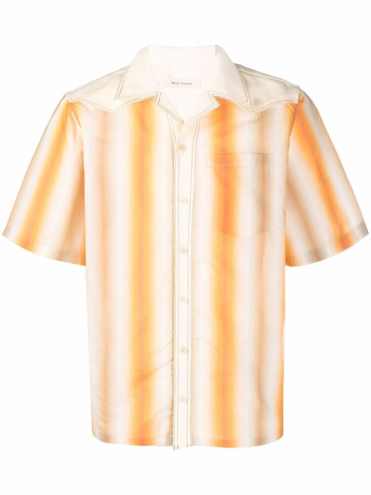 Wales Bonner stripe-print short-sleeved shirt - Orange Cover