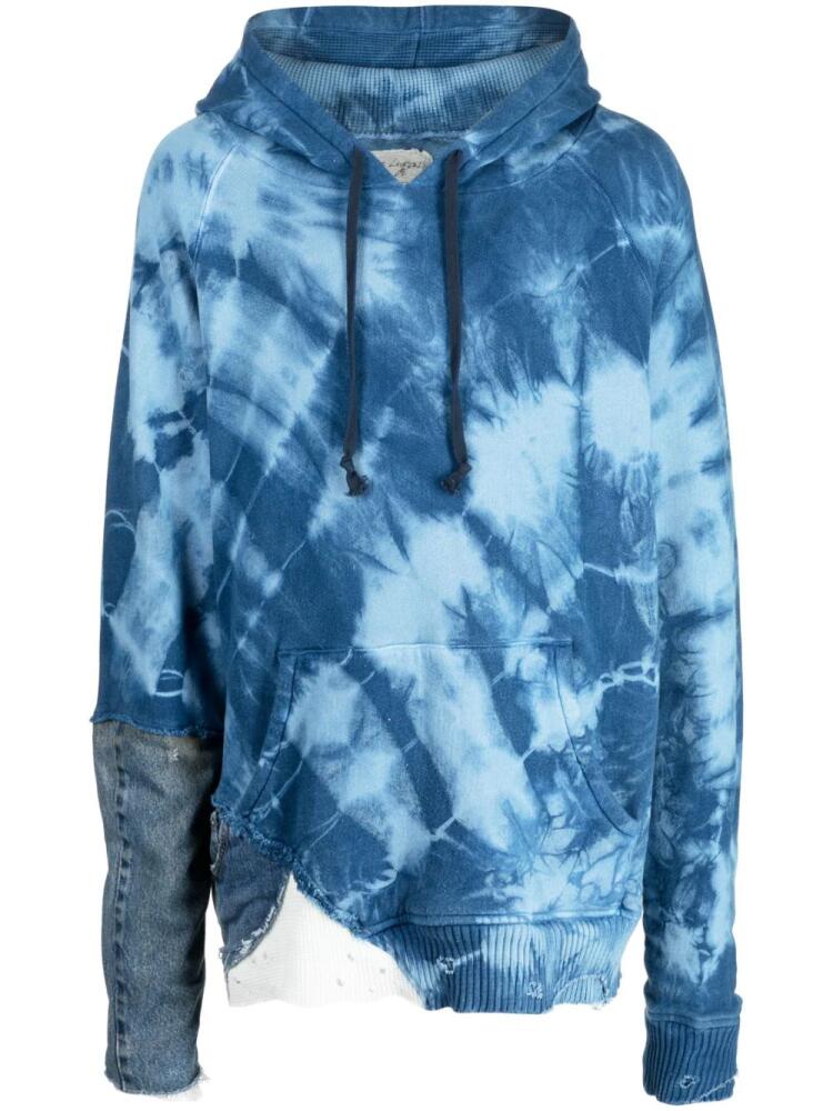 Greg Lauren tie-dye pattern cotton hoodie - Blue Cover