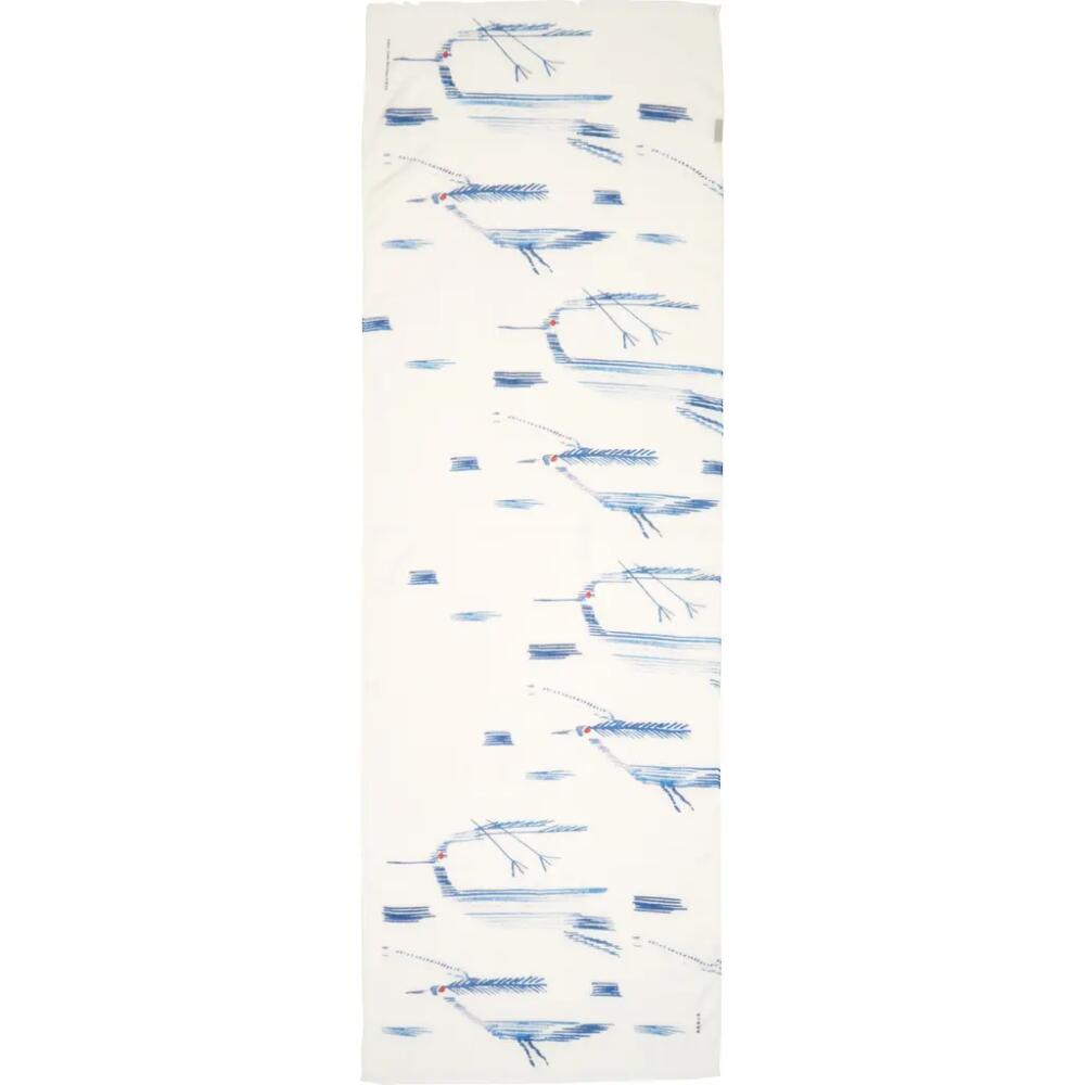 Akris Bird Print Cashmere & Silk Scarf in 017 Ecru/Medium Denim Cover