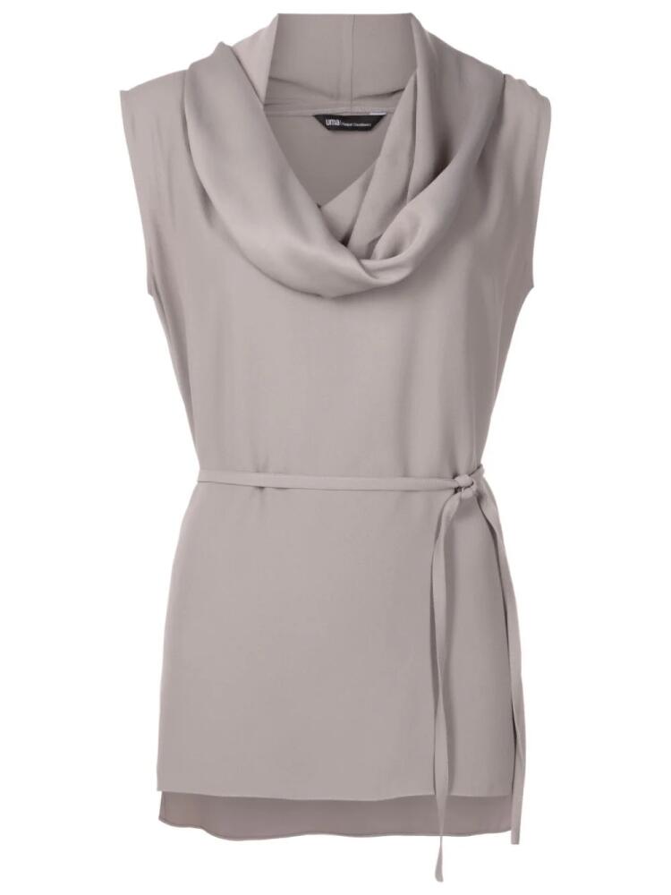 Uma | Raquel Davidowicz cowl-neck tied-waist blouse - Grey Cover