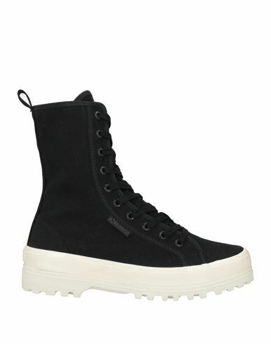 Superga Woman Ankle boots Black Textile fibers Cover