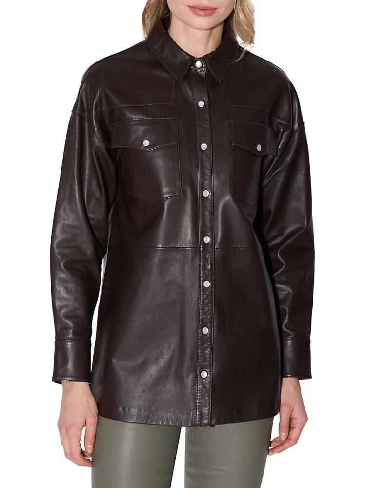 Walter Baker Women's Shandi Leather Shirt - Mocha Cover