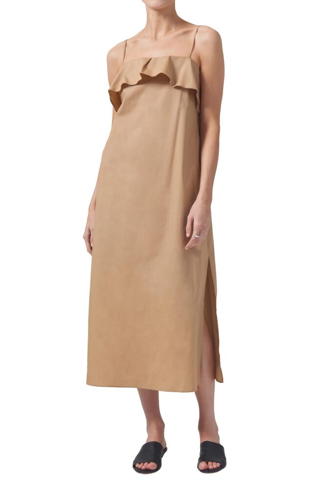 Citizens of Humanity Sable Flounce Midi Dress in Incense Cover