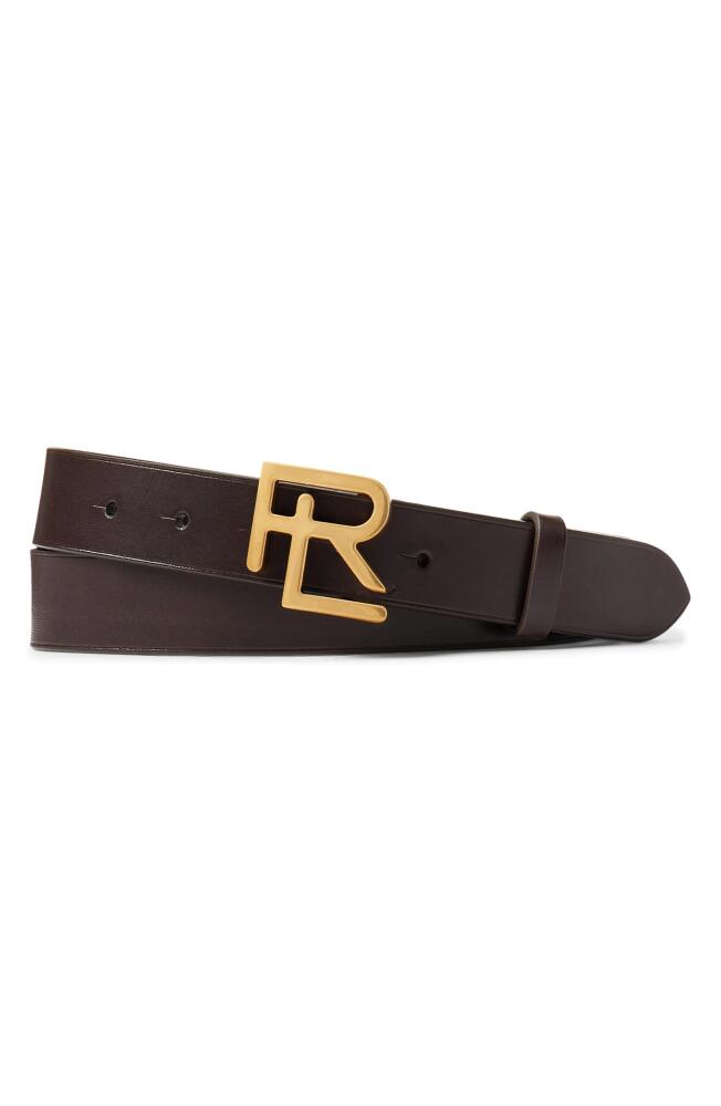 Ralph Lauren Purple Label Monogram Buckle Leather Belt in English Brown Cover