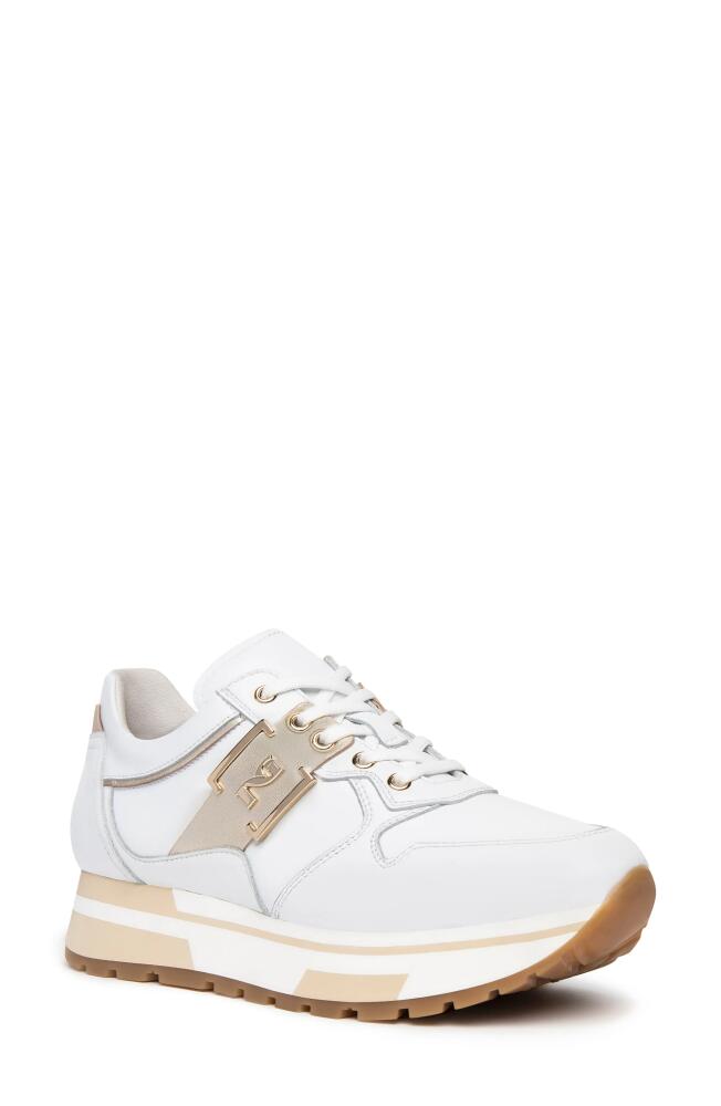 NeroGiardini Logo Plate Sneaker in White /Gold Cover