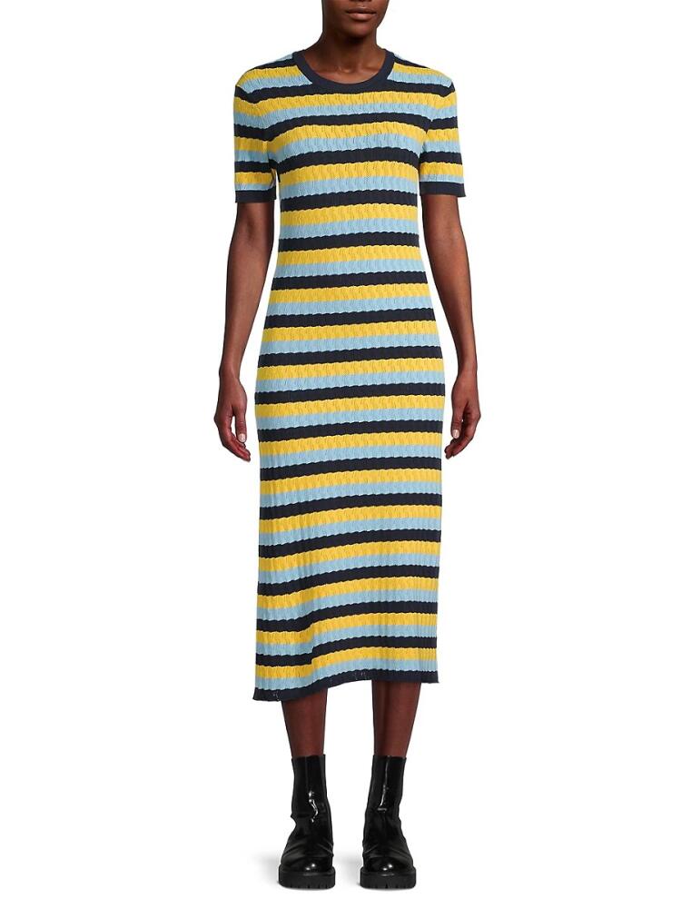 Jason Wu Women's Striped Knit Midi Dress - Navy Yellow Cover