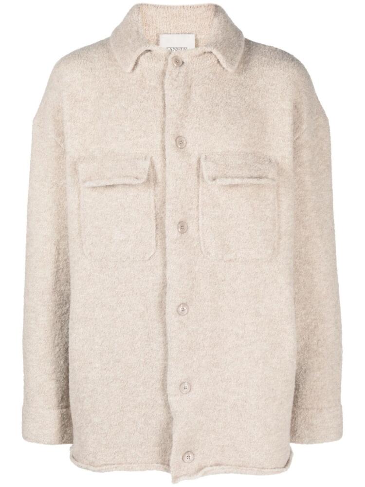 Laneus bouclé-effect button-up overshirt coat - Neutrals Cover