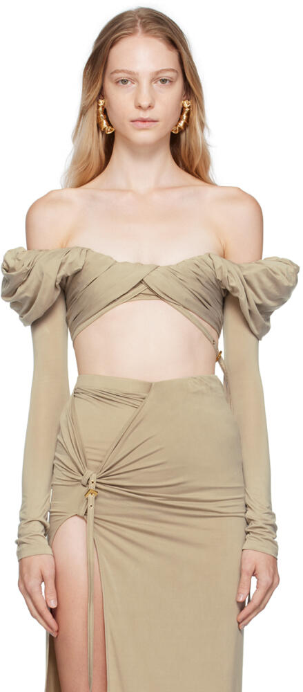 JACQUEMUS Khaki Le Chouchou 'Le Haut Spalla' Blouse Cover