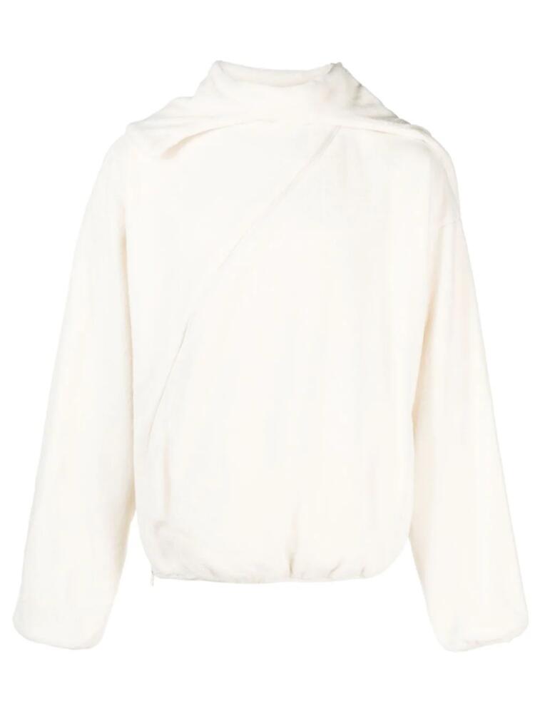 Post Archive Faction Center asymmetric fleece hoodie - White Cover