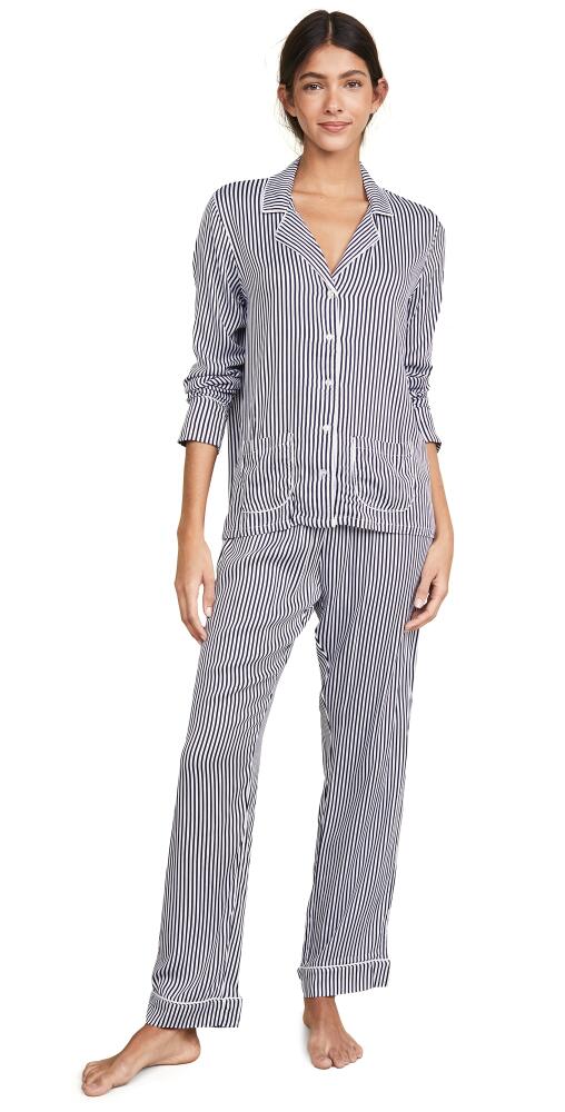 Splendid Notch Collar PJ Set Vertical Stripe Cover