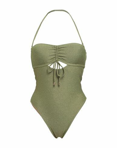 Miss Bikini Luxe Woman One-piece swimsuit Green Polyamide, Elastane, Metallic fiber Cover