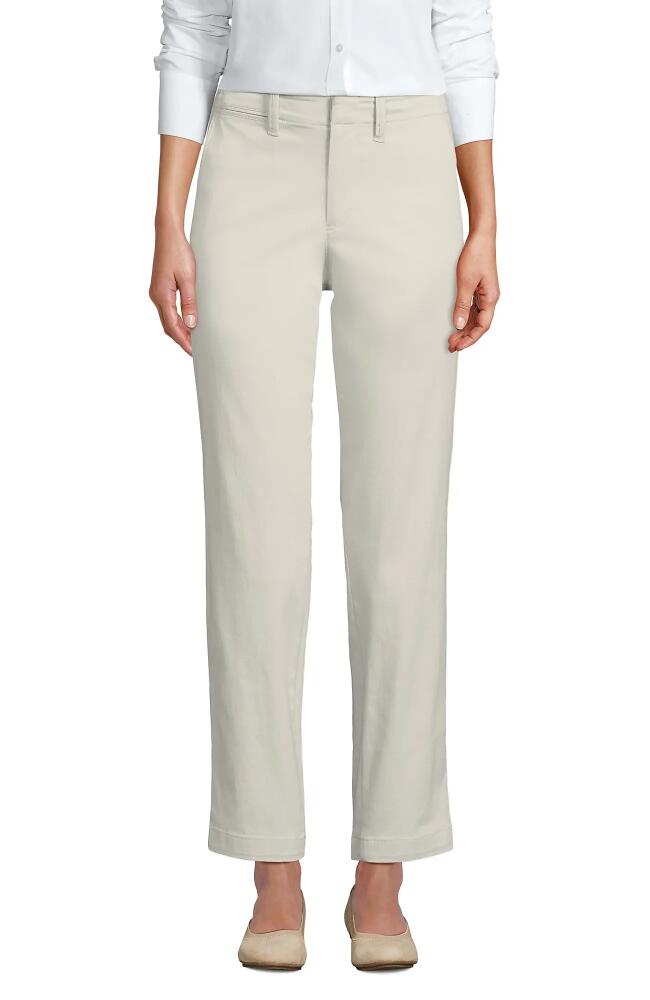 Lands' End Mid Rise Classic Straight Leg Chino Ankle Pants in Light Stone Cover