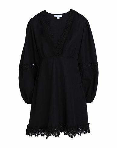 Topshop Woman Mini dress Black Linen, Cotton Cover