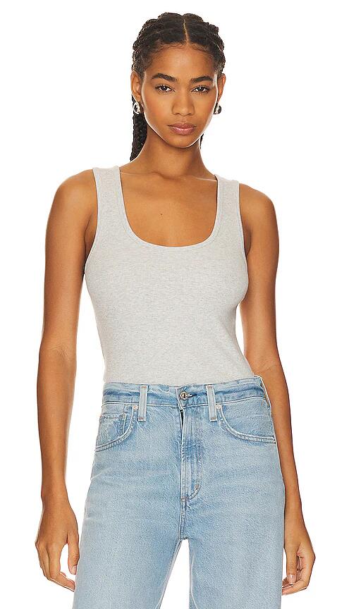 Good American Heritage Scoop Tank Top in Light Grey Cover