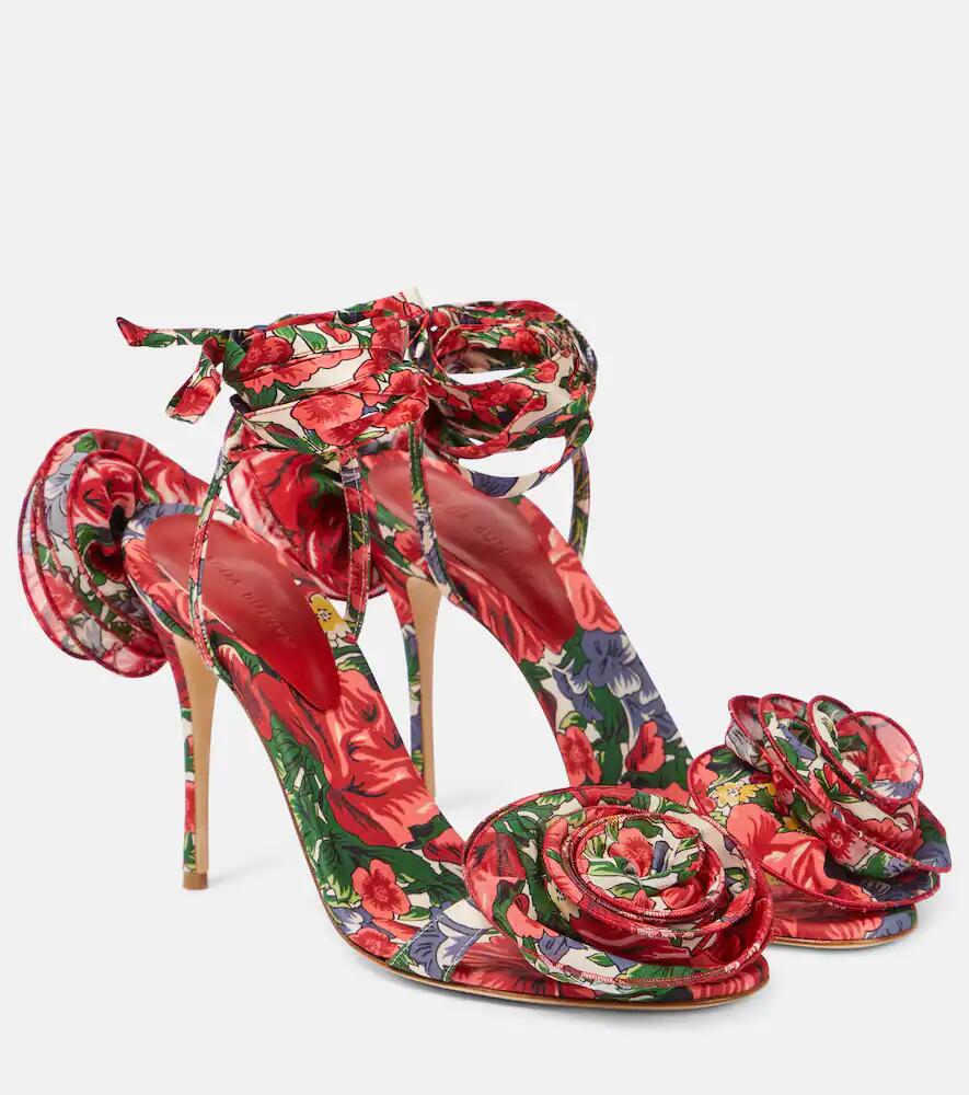 Magda Butrym Floral-appliqué satin slingback sandals Cover