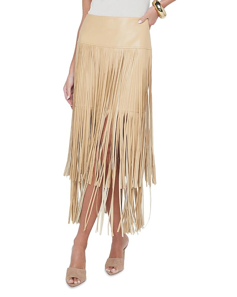 L'Agence Karolina Tiered Fringe Midi Skirt Cover