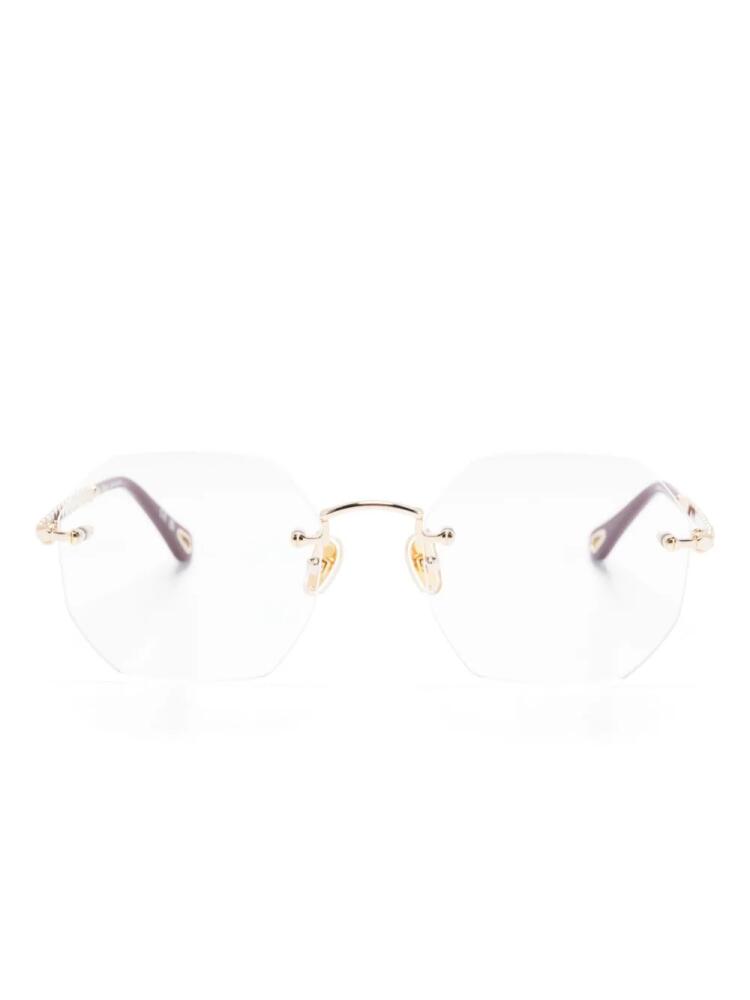 Chloé Eyewear geometric-lens glasses - Gold Cover