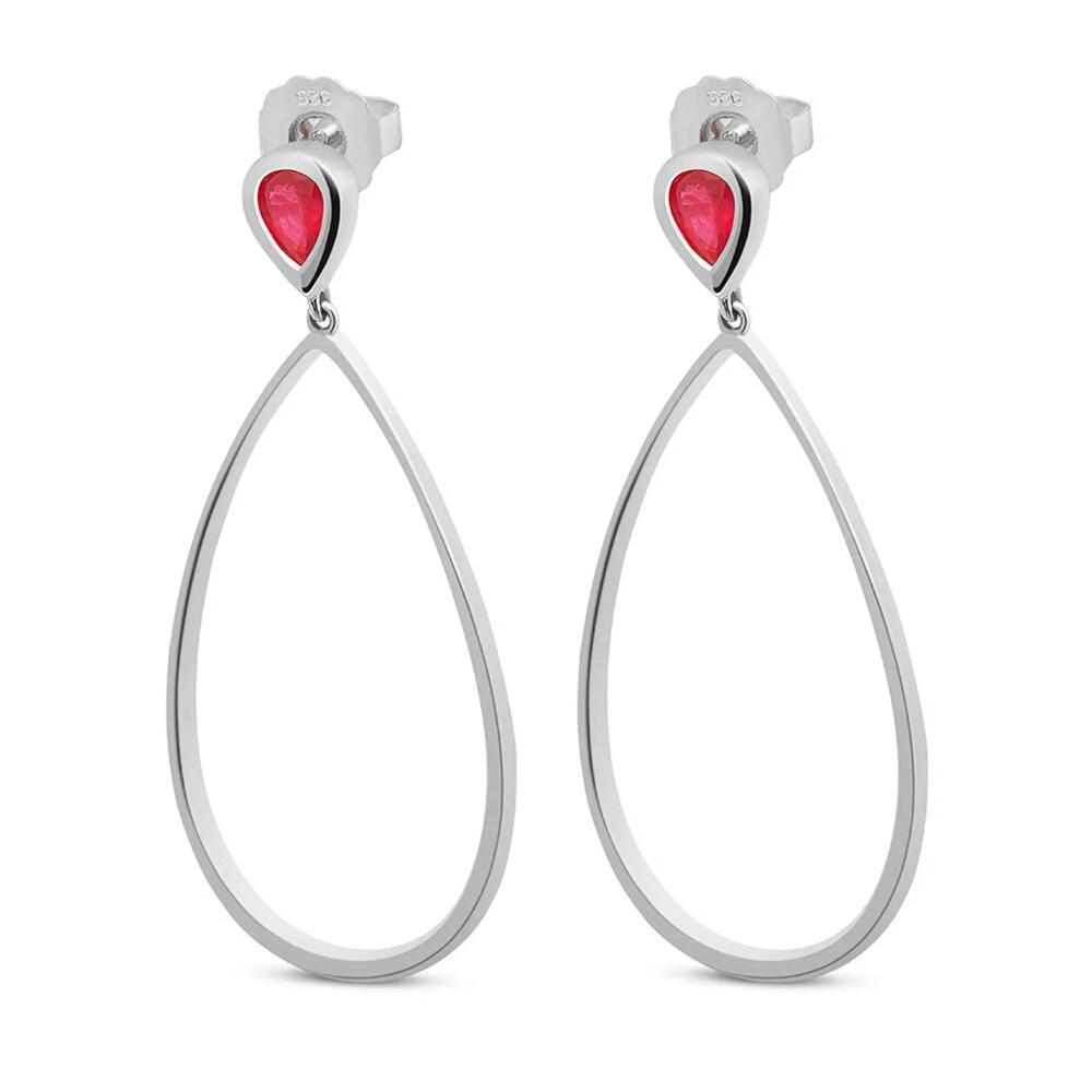 Lucy Quartermaine Petal Drop Earrings with Pear Cut Ruby in Sterling Silver Cover