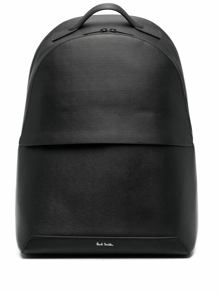 Paul Smith logo-strap leather backpack - Black Cover