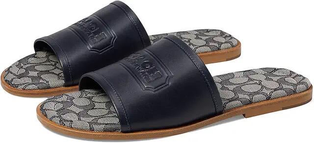 COACH Logo Leather Sandal (Midnight Navy) Men's Shoes Cover