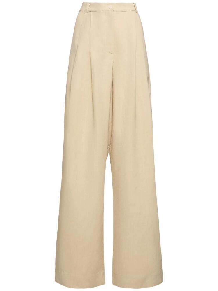 THE FRANKIE SHOP Piper Pleated Viscose & Linen Pants Cover