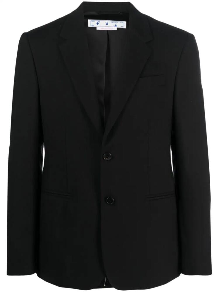 Off-White slogan-print virgin wool blazer - Black Cover