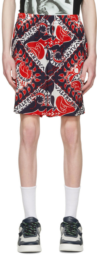 Valentino Red & Navy Silk Shorts Cover