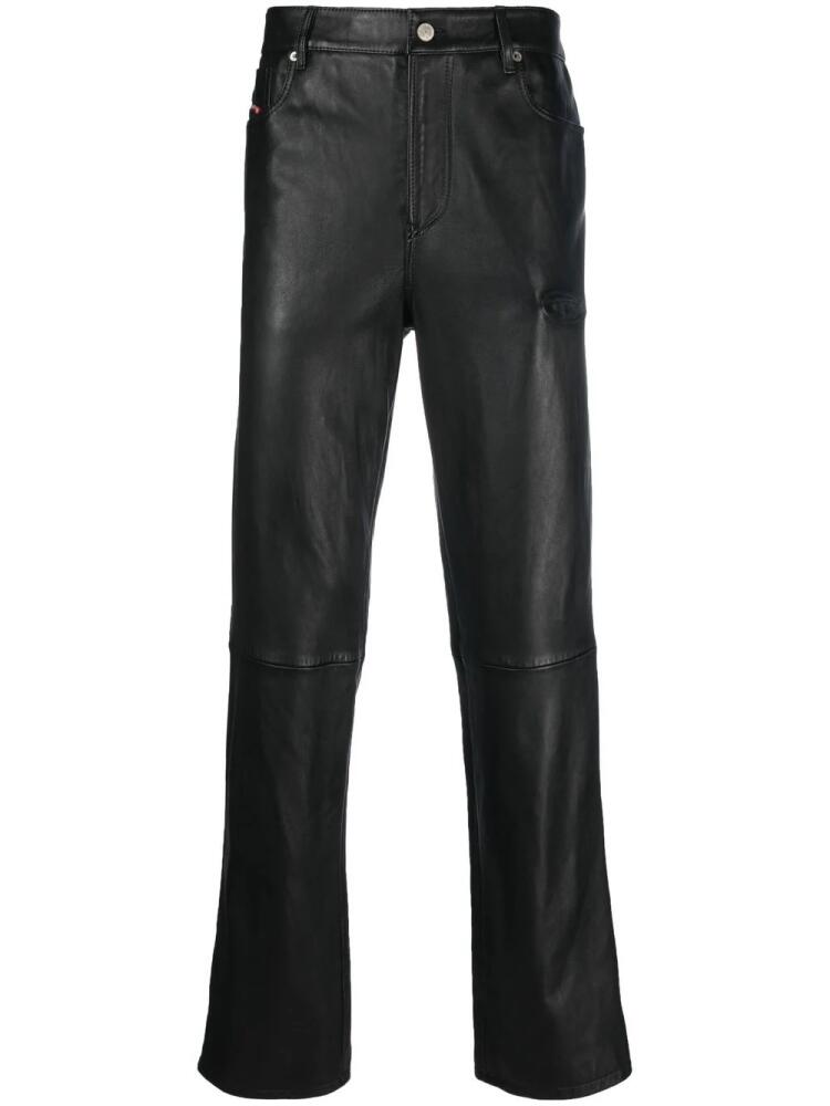 Diesel logo-embossed leather trousers - Black Cover