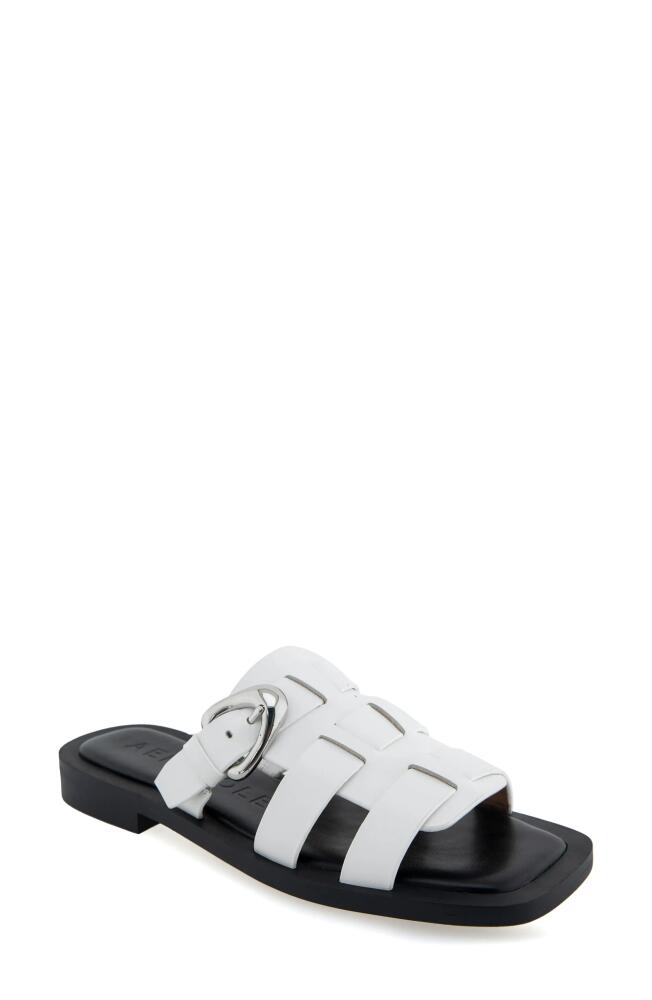 Aerosoles St. Mark's Slide Sandal in White Leather Cover