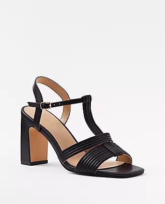 Ann Taylor Leather Strappy High Block Heel Sandals Cover