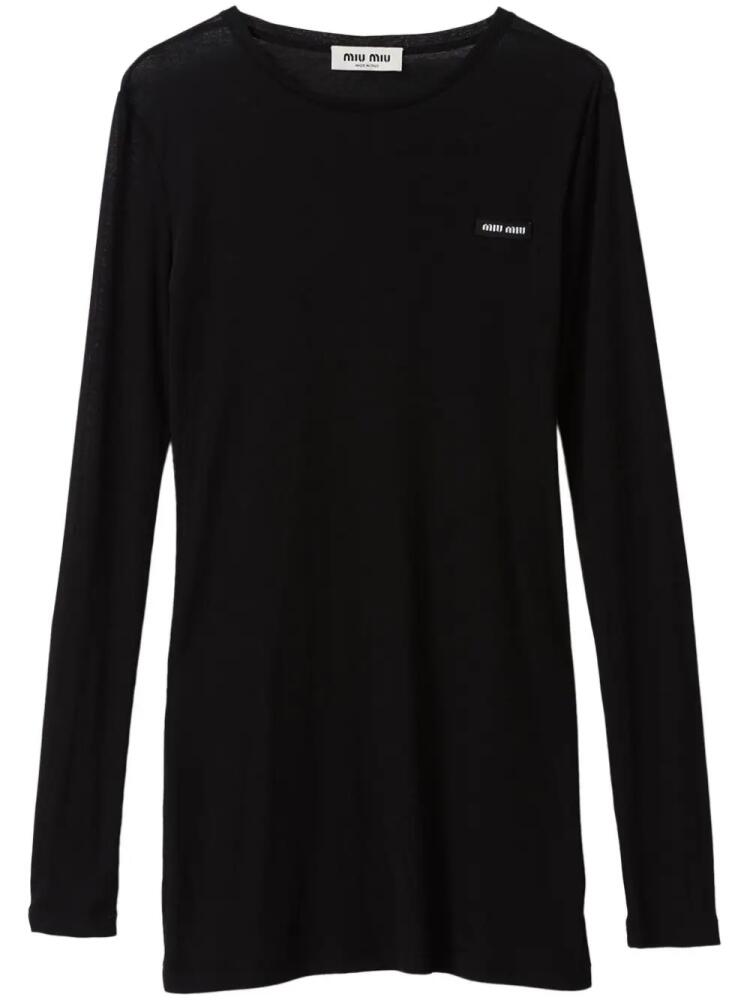 Miu Miu Ribbed knit jersey dress - Black Cover