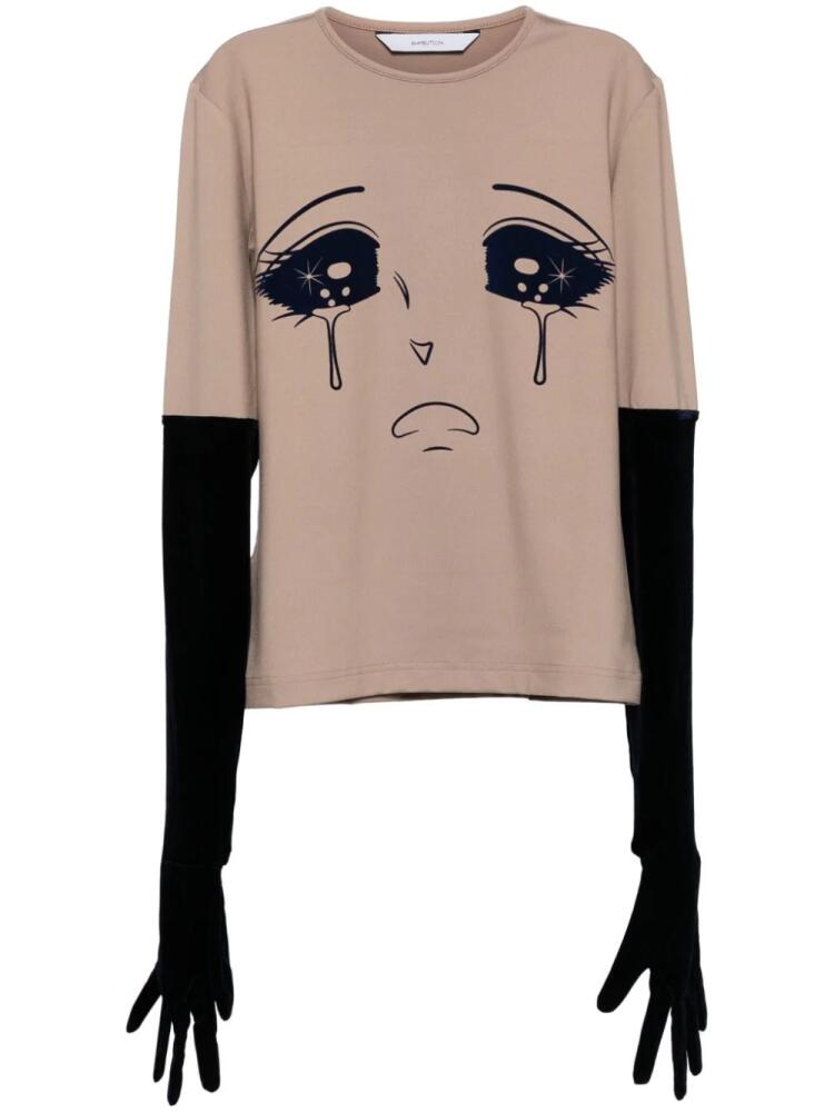 pushBUTTON crying girl velvet glove top - Neutrals Cover