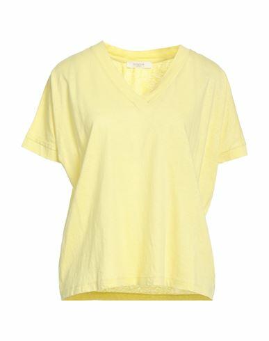 Zanone Woman T-shirt Yellow Cotton, Linen Cover