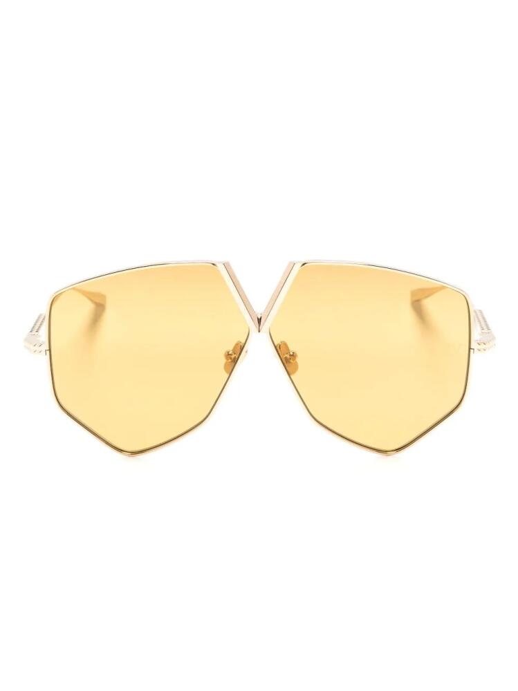 Valentino Eyewear V-Hexagon oversized-frame sunglasses - Gold Cover