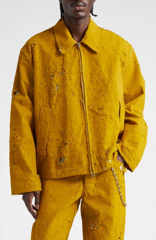 SONG FOR THE MUTE Distressed Cotton Twill Jacket in Mustard Cover