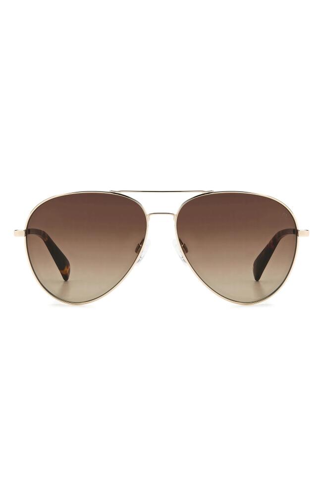 rag & bone 59mm Aviator Sunglasses in Gold Havana/Brown Gradient Cover